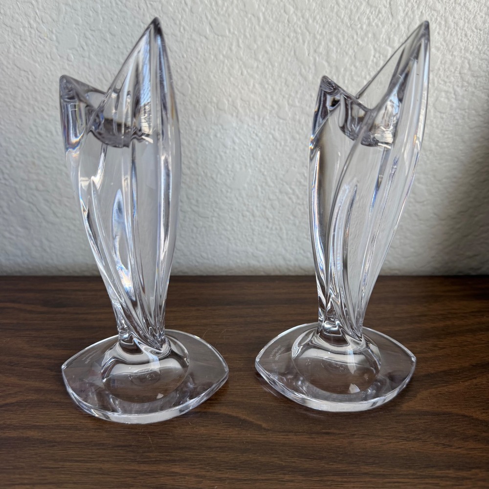 Marquis By Waterford Crystal Palma Pair of 2 Candleholders Candlesticks 7" Tall - Picture 7 of 9